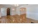Entryway with hardwood floors that flow into the living and dining spaces at 1195 Cameron Ne Ct, Atlanta, GA 30306