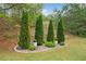 Beautiful backyard landscaping featuring manicured trees, shrubs, and decorative stones at 155 Point View Dr, Canton, GA 30114