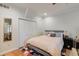 Bedroom with double bed, built-in closet, and view to the connected living area at 342 5Th Ne St, Atlanta, GA 30308