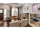 Cozy living room with coffered ceilings, stone fireplace, and comfortable seating at 342 5Th Ne St, Atlanta, GA 30308