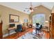 Bright office with hardwood floors, vaulted ceilings, large windows, and a ceiling fan at 3590 Fricks Rd, Marietta, GA 30062