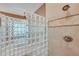 Modern bathroom shower with glass block and dual shower heads at 3590 Fricks Rd, Marietta, GA 30062