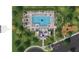 Aerial view of community pool, restrooms, lounge, game lawn and tot lot at 1994 Freestone Way, Marietta, GA 30064