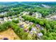 Overhead view of a residential neighborhood with lush landscaping and a new construction area at 1738 Honey Tree Pl, Hoschton, GA 30548