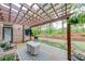 Relaxing back patio with pergola, outdoor seating, and manicured lawn at 1738 Honey Tree Pl, Hoschton, GA 30548