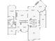 Detailed floor plan layout of the first floor of a spacious residence, showcasing rooms dimensions at 1738 Honey Tree Pl, Hoschton, GA 30548