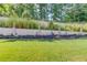 Beautiful backyard with meticulously landscaped garden and a charming retaining wall with statues at 5004 Gunnison Trce, Suwanee, GA 30024