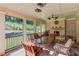 Inviting screened porch with stone fireplace and ample seating, perfect for outdoor relaxation at 5004 Gunnison Trce, Suwanee, GA 30024