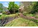 Backyard featuring a lush lawn, trees, and landscaping at 4423 Windsor Oaks Cir, Marietta, GA 30066