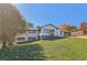 Charming one-story home with white brick and vinyl siding, an American flag and landscaped yard at 6684 Birch Rd, Winston, GA 30187