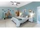 Spacious bedroom offers vaulted ceilings, soft blue walls, and plenty of natural light at 100 Karla Ct, Roswell, GA 30076