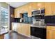 Contemporary kitchen featuring stainless steel appliances, black backsplash, and sleek light wood cabinets at 923 Peachtree Ne St # 1625, Atlanta, GA 30309