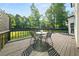Relaxing deck area with table and chairs surrounded by lush greenery at 990 Lilac Arbor Rd, Dacula, GA 30019