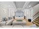 Finished basement with a home theater setup, comfortable seating, and elegant design at 893 Paces Farm Sw Trl, Marietta, GA 30064