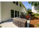 Outdoor patio with dining area, a grill and a large backyard at 3545 River Summit Trl, Duluth, GA 30097
