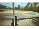 Community splash pad featuring colorful designs, safety fencing, and nearby seating in a recreational neighborhood area at 6935 Melody Ridge Rd, Buford, GA 30518