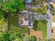 Overhead view highlighting the home's layout, landscaped yard, driveway, and proximity to neighboring properties at 2210 Spear Point Dr, Marietta, GA 30062