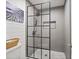 Modern shower with glass door and gray tiling at 2210 Spear Point Dr, Marietta, GA 30062