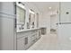 Sleek bathroom with a double vanity, modern fixtures, and a glass-enclosed walk-in shower at 5315 Hendrix Rd, Cumming, GA 30040