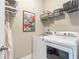 Functional laundry room with modern washer and dryer, shelving, and ample storage space at 57 Weston Dr # 13, Atlanta, GA 30328