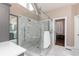 This bathroom features a large glass shower with marble tile and dual showerheads at 176 Nightwind Trce, Acworth, GA 30101