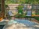 Covered brick patio features comfortable seating, charming rug, and a serene backyard view at 2735 Shetland Dr, Decatur, GA 30033