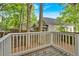 Backyard deck with a wooden railing surrounded by lush trees and a serene view at 898 Allene Sw Ave, Atlanta, GA 30310