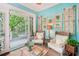 Inviting sitting room with blue walls, French doors to the porch, and eclectic decor at 20 S Prado Ne, Atlanta, GA 30309