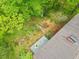 Bird's eye view of the home's roof, patio, and garden surrounded by lush trees and landscaping at 1725 Timberland Ne Rd, Atlanta, GA 30345