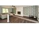 Bright living room with fireplace, stylish wallpaper, and hardwood floors at 2840 Wendy Ln, Marietta, GA 30062