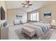 Bedroom with vaulted ceilings, a ceiling fan, and a bay window with bench at 319 Franklin Ln, Acworth, GA 30102
