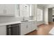 Bright kitchen with stainless steel appliances, white cabinets, and tiled backsplash at 1417 Coretta Scott Bnd, Atlanta, GA 30318