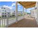 Inviting porch provides a relaxing space with a wood ceiling and railing overlooking the street with neighboring houses at 1417 Coretta Scott Bnd, Atlanta, GA 30318