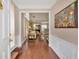 Inviting foyer with hardwood floors that flows into the home's open living spaces at 3321 Hampreston Nw Way, Kennesaw, GA 30144