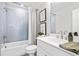 Cozy bathroom with tiled shower and a modern vanity, offering a relaxing and functional space at 3543 Cedarvale Ct, Powder Springs, GA 30127