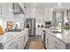 Modern kitchen with stainless steel appliances, white cabinetry, quartz countertops, and spacious island at 3543 Cedarvale Ct, Powder Springs, GA 30127