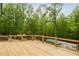 Wide wooden deck offering a backyard view of the pool and surrounding trees at 1400 Squire Ln, Cumming, GA 30041