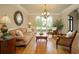 Cozy living room with hardwood floors, neutral walls, and large arched windows at 2049 Kinderton Manor Dr, Johns Creek, GA 30097