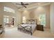 Spacious main bedroom boasts vaulted ceilings, ceiling fan and access to study at 2049 Kinderton Manor Dr, Johns Creek, GA 30097