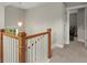 Upstairs hallway featuring wood and white railings, and a hanging light fixture at 2995 Boulder Walk Se Ct, Atlanta, GA 30316