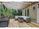 Inviting back deck features a pergola, an outdoor seating area and wooded views at 101 Fernwood Dr, Woodstock, GA 30188