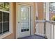 Balcony with railing, a glass door, and views of trees at 221 Ashford Cir, Atlanta, GA 30338