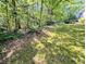 Overgrown backyard with a wooded area to the left of the frame and a well manicured lawn at 1409 Oakridge Cir, Decatur, GA 30033