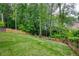 Beautifully landscaped backyard with a lush green lawn and mature trees, offering privacy and serenity at 5595 Timson Ln, Johns Creek, GA 30022