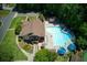 Aerial shot of the community pool and clubhouse at 5595 Timson Ln, Johns Creek, GA 30022