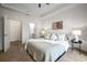 Inviting bedroom features neutral tones, cozy carpet, and an open doorway to the en-suite bathroom at 850 Piedmont Ne Ave # 1409, Atlanta, GA 30308