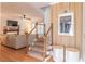 Staircase leading to second level with a modern decorative design at 1004 Spruce Creek Ln, Lawrenceville, GA 30045