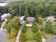 Aerial view of an estate surrounded by lush forest, showcasing a manicured lawn and private setting at 5122 Cantrell Se Pt, Acworth, GA 30101