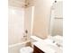 Neat bathroom with a shower-tub combo and sleek fixtures at 5584 Dendy Trce, Fairburn, GA 30213