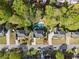 Overhead view of homes with manicured lawns and a backyard pool at 2040 Parliament Dr, Lawrenceville, GA 30043